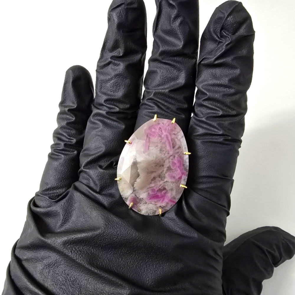 Sterling Silver 925 Ruby in Quartz Statement Ring – App 60 Cttw